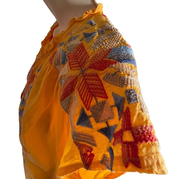 Johnny Was Biya Sleeveless Embroidered Tunic M Yellow Boho - Picture 8 of 12